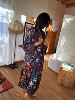 Never Fully Dressed Night Garden Satin Long Line Robe Clearance