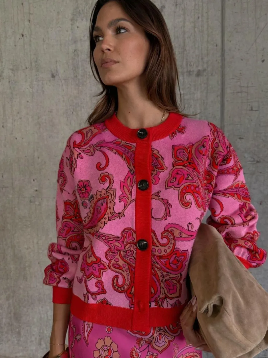Never Fully Dressed Pink Paisley Oslo Cardigan