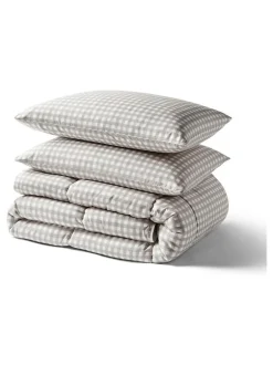 Night Lark Gingham 10.5 Tog Coverless Duvet 10.5 Tog Set Taupe Sale
