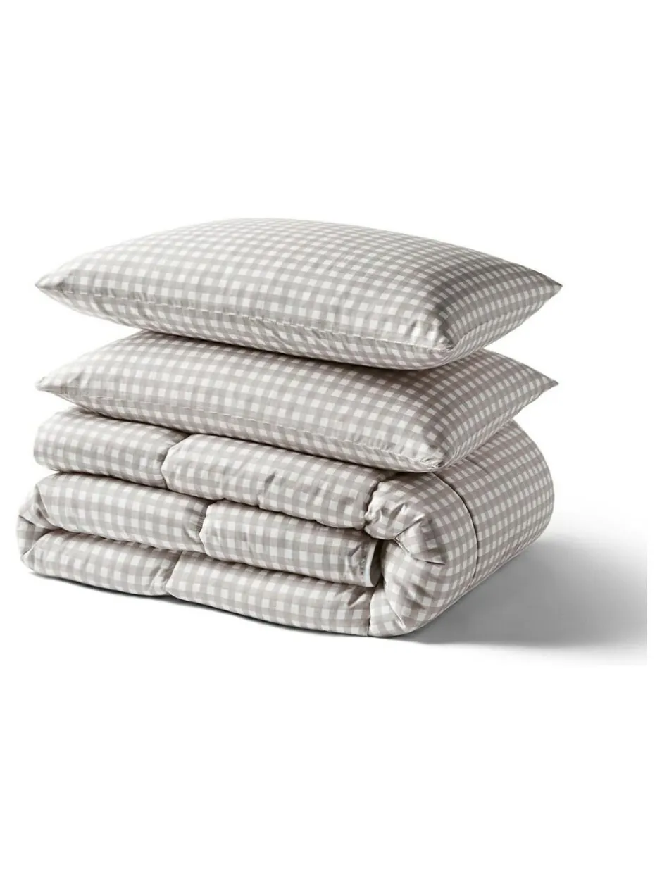 Night Lark Gingham 10.5 Tog Coverless Duvet 10.5 Tog Set Taupe Sale
