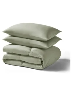Night Lark Green Seersucker Coverless Duvet Set