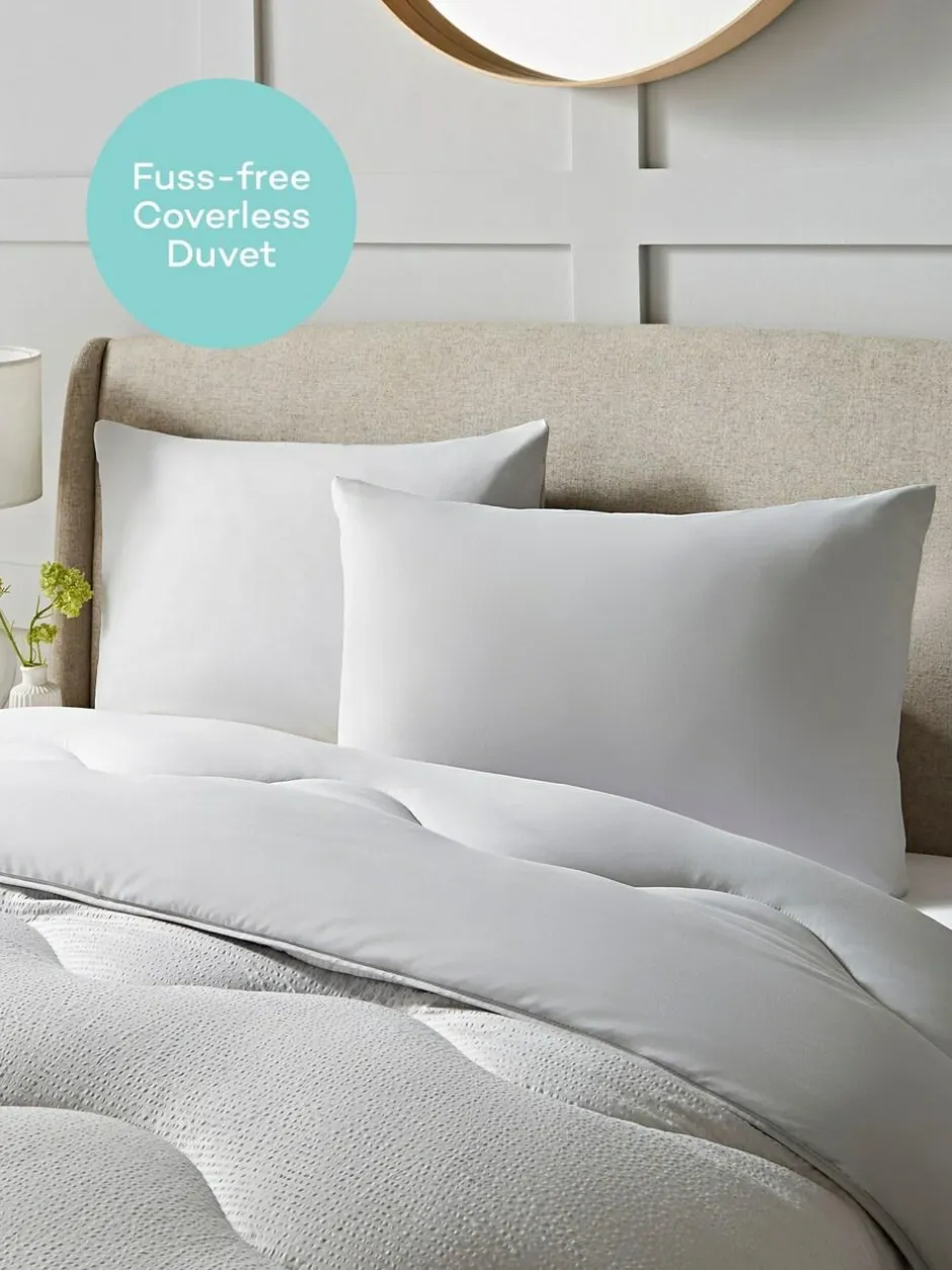 Night Lark Seersucker Coverless Duvet and Pillowcase 10.5 Tog Set Nordic Mist Grey Sale