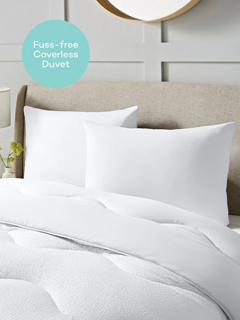 Night Lark Seersucker Coverless Duvet and Pillowcase 10.5 Tog Set Polar White Sale