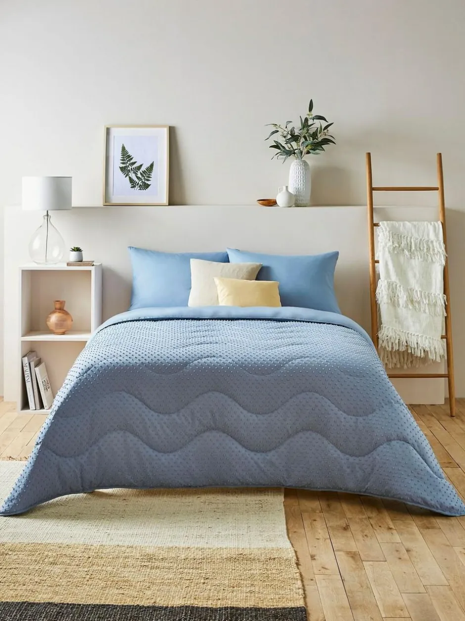 Night Lark Tufted Dot Coverless 10.5 Tog Duvet and Pillowcase Set Dusk Blue Hot