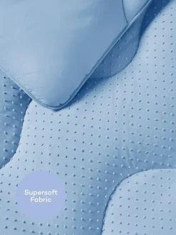 Night Lark Tufted Dot Coverless 10.5 Tog Duvet and Pillowcase Set Dusk Blue Hot