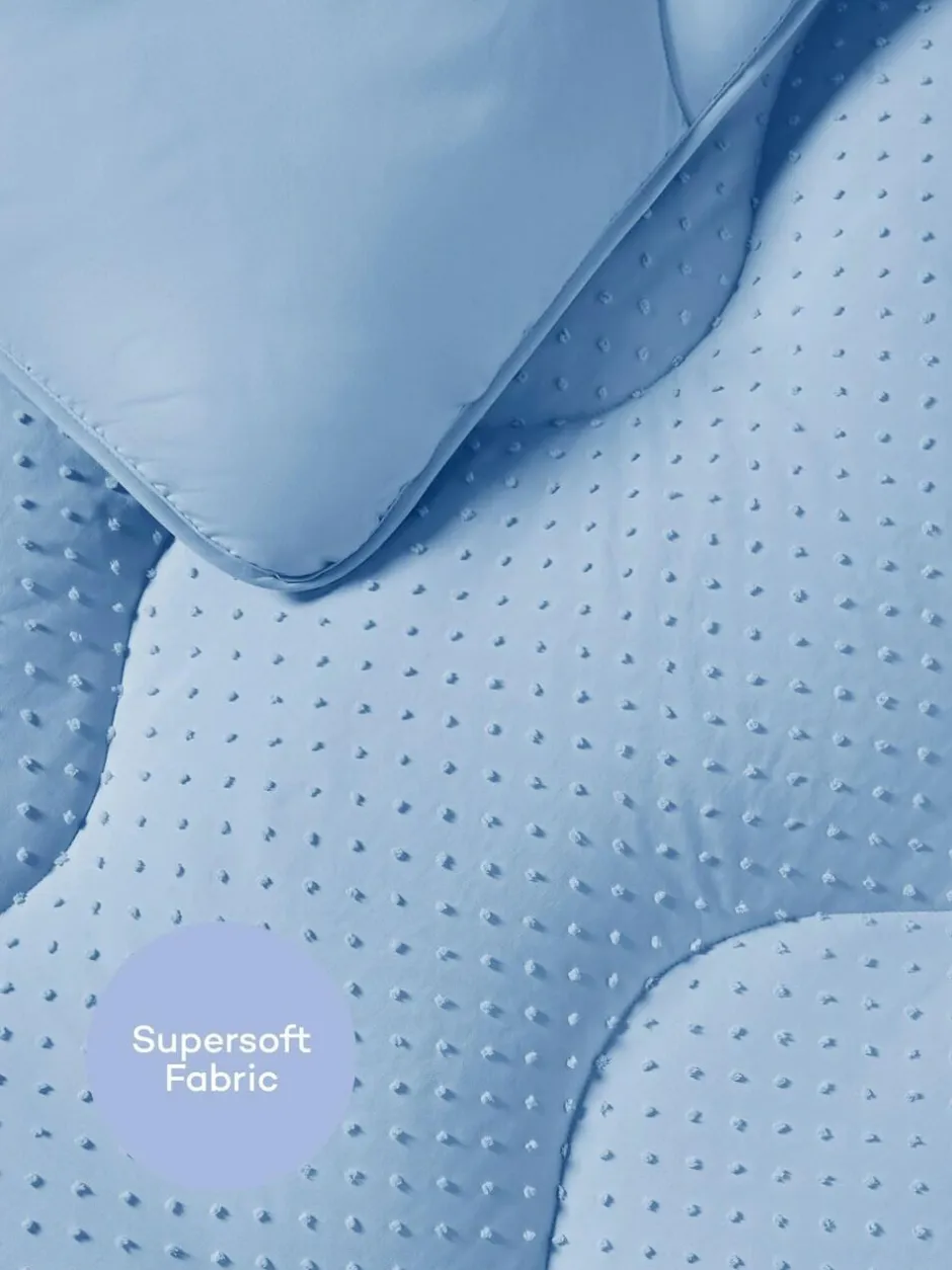 Night Lark Tufted Dot Coverless 10.5 Tog Duvet and Pillowcase Set Dusk Blue Hot