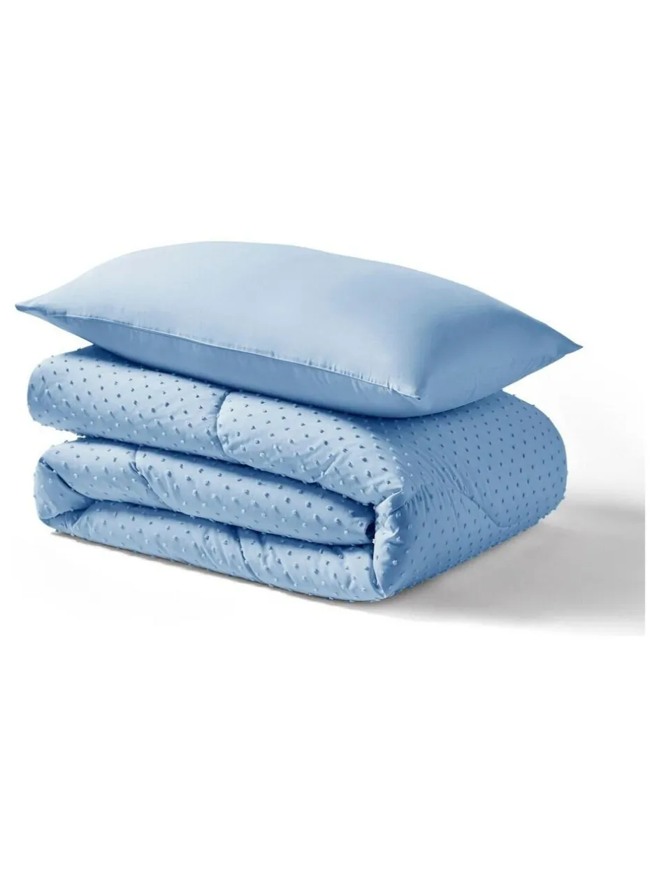 Night Lark Tufted Dot Coverless 10.5 Tog Duvet and Pillowcase Set Dusk Blue Hot