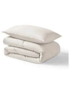 Night Lark Tufted Dot Coverless 10.5 Tog Duvet and Pillowcase Set Warm Sand New
