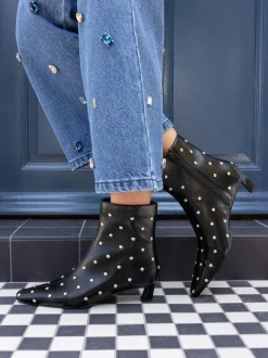 Novo Wide Fit Wide Fit Kiki Studded Low Heel Ankle Boots Black Sale