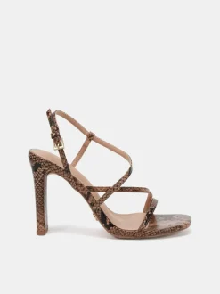 Novo MONDRIAN Strappy Heeled Sandals Brown Discount