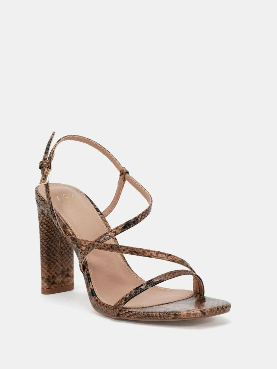 Novo MONDRIAN Strappy Heeled Sandals Brown Discount