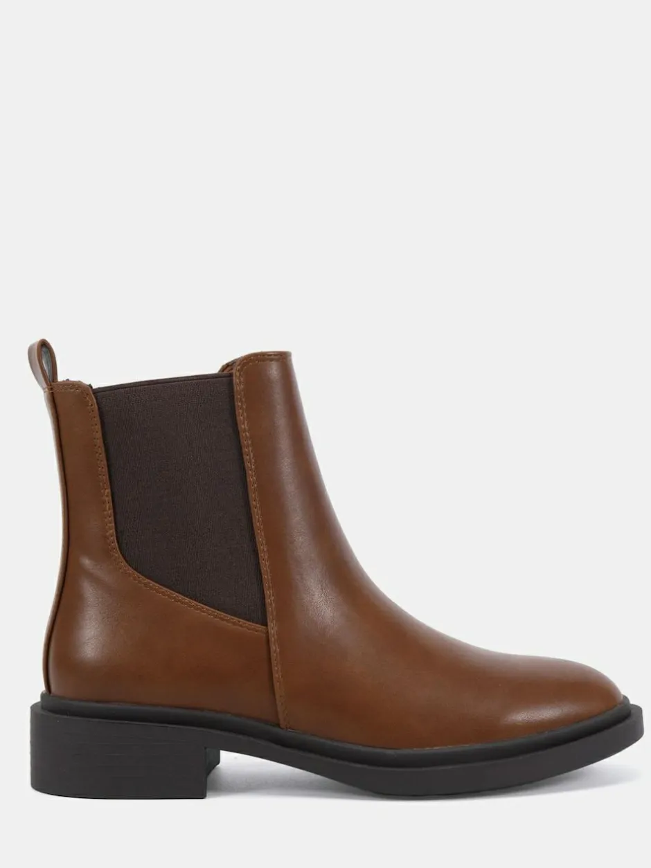 Novo Wide Fit Dottie Flat Chelsea Ankle Boots Chocolate Brown Discount