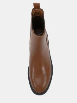 Novo Wide Fit Dottie Flat Chelsea Ankle Boots Chocolate Brown Discount