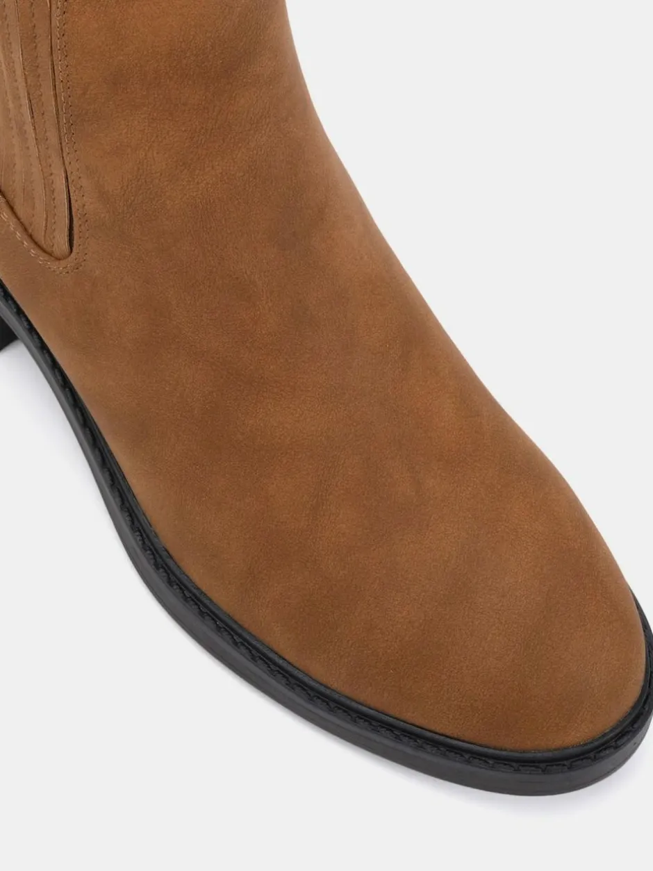 Novo Natural Wide Fit Wide Fit Darlina Flat Chelsea Ankle Boots Discount