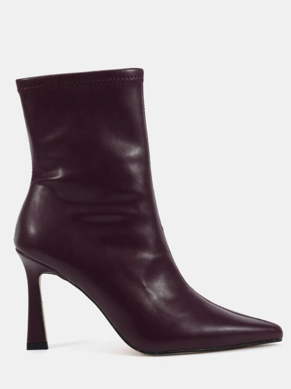 Novo Wide Fit Kiss Point Toe Stiletto Stretch Ankle Boots Red Online