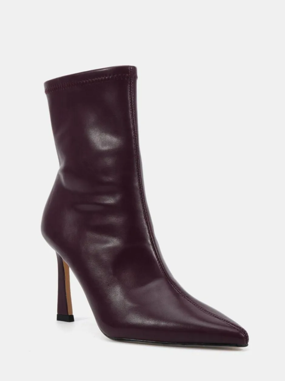 Novo Wide Fit Kiss Point Toe Stiletto Stretch Ankle Boots Red Online