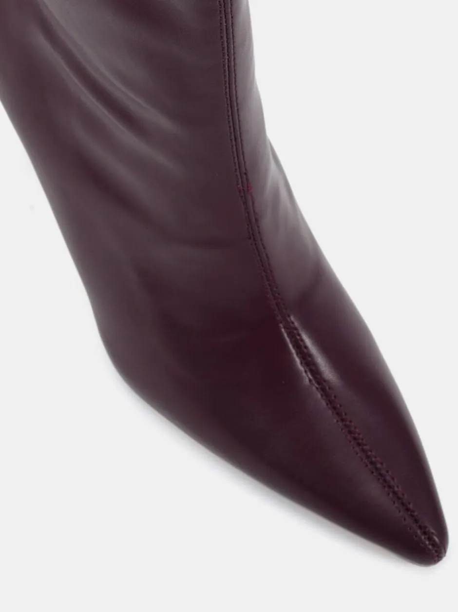 Novo Wide Fit Kiss Point Toe Stiletto Stretch Ankle Boots Red Online