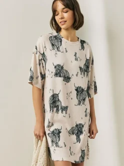 Next Oatmeal Hamish The Highland Cow Cosy Nightie Online