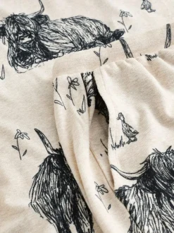 Next Oatmeal Hamish The Highland Cow Cosy Short Pyjamas Set Outlet