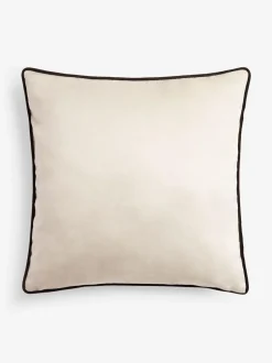 Next Oatmeal Matte Velvet Contrast Pipe 50 x 50cm Cushion Outlet