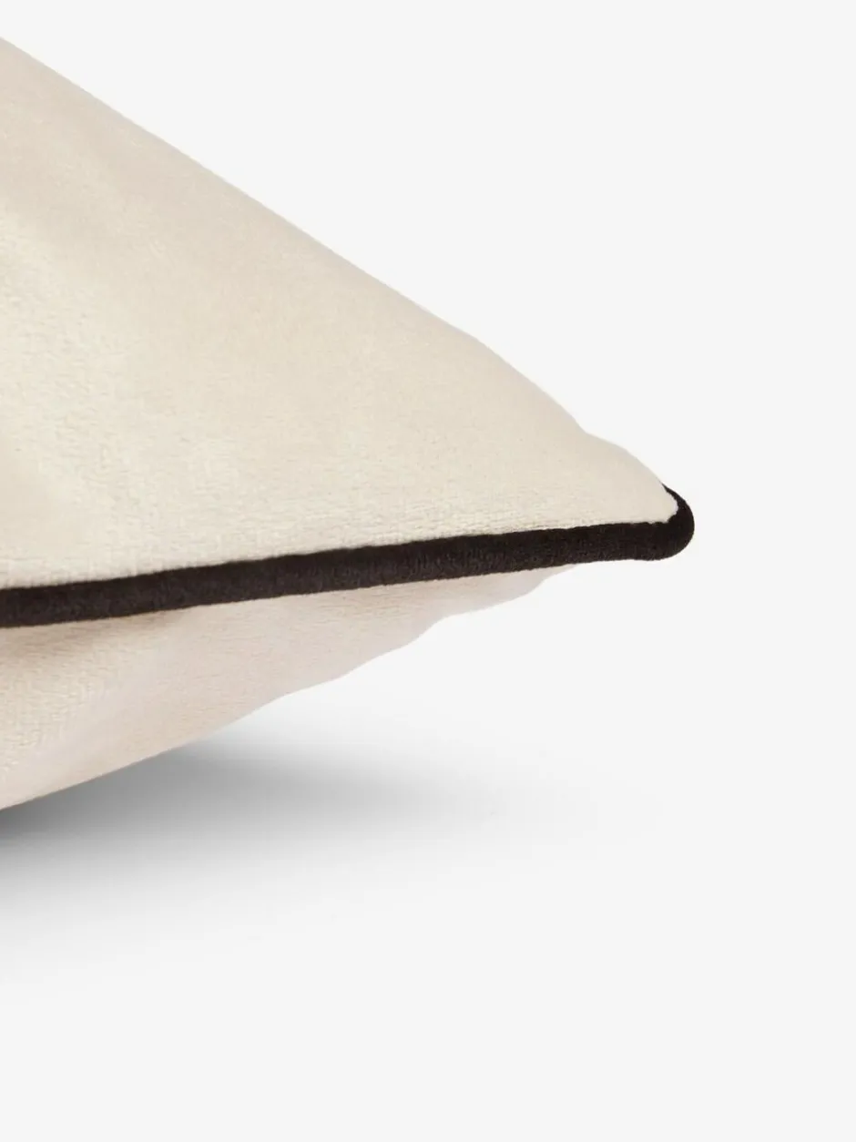 Next Oatmeal Matte Velvet Contrast Pipe 50 x 50cm Cushion Outlet