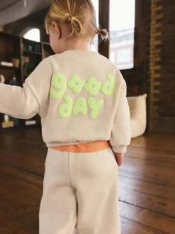 Next Crew Neck Sweatshirt (3mths-7yrs) Oatmeal Nep Good Day Outlet