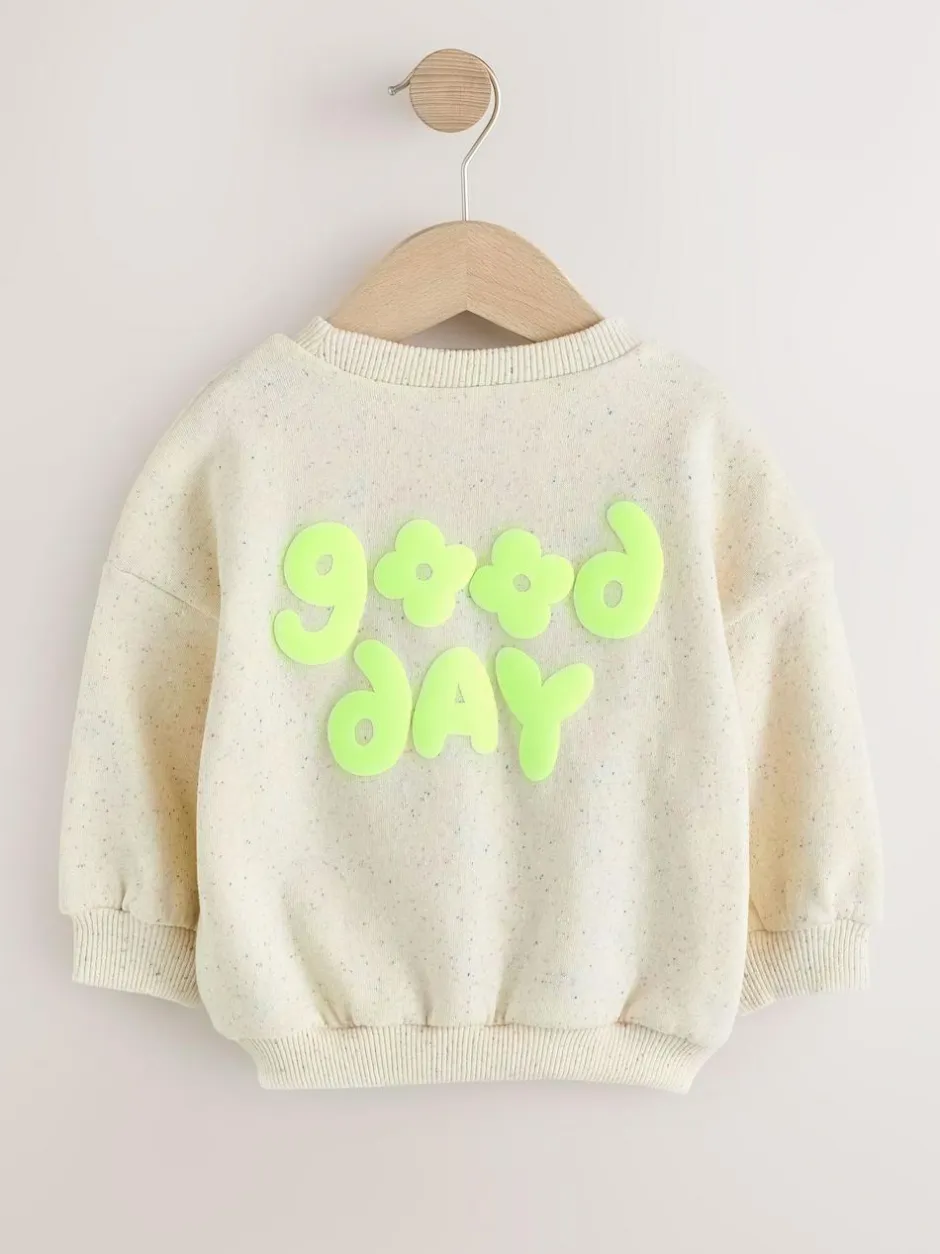 Next Crew Neck Sweatshirt (3mths-7yrs) Oatmeal Nep Good Day Outlet
