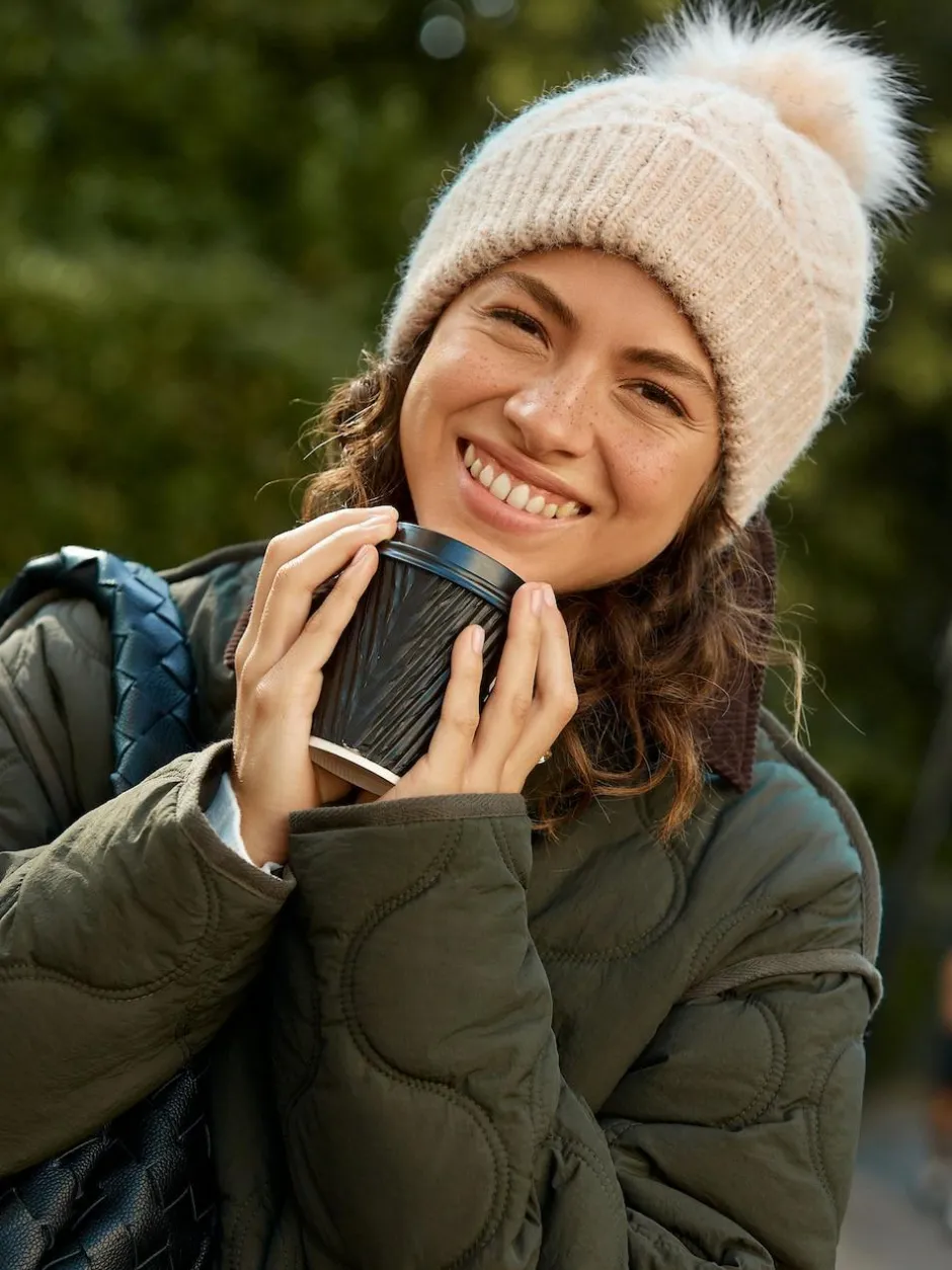 Next Oatmeal Pointelle Knit Pom Hat Discount