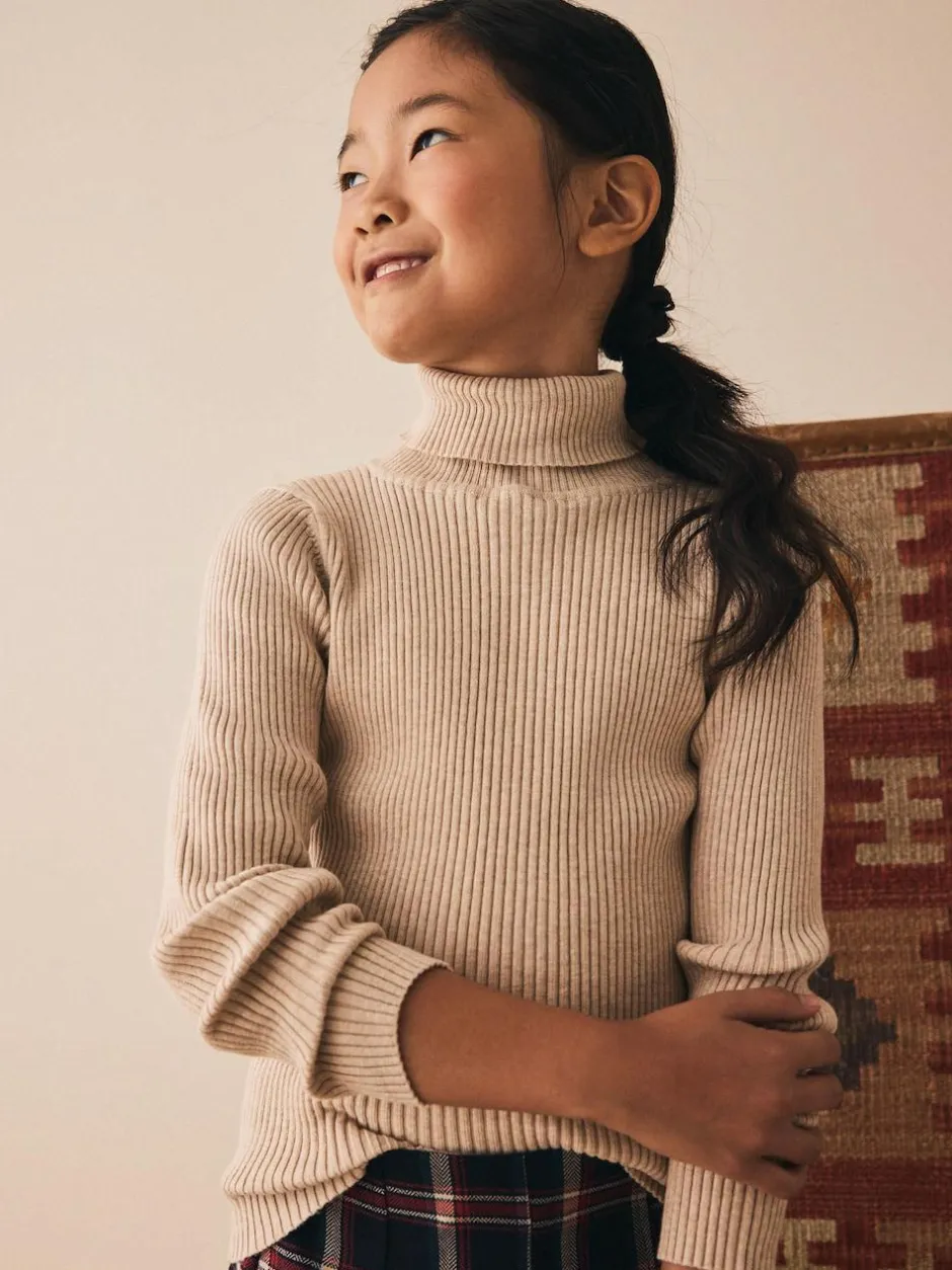 Next Roll Neck Knit Jumper (3-16yrs) Oatmeal New