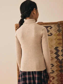 Next Roll Neck Knit Jumper (3-16yrs) Oatmeal New