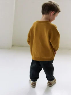 Next Ochre Yellow/Charcoal Farm Single Sweatshirt and Joggers Set (3mths-7yrs) Clearance