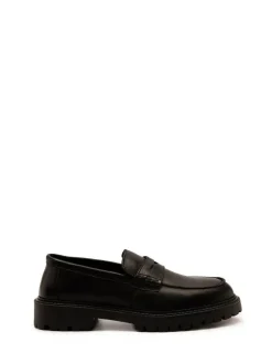Off The Hook Black Bowie Leather Elevated Loafers Sale