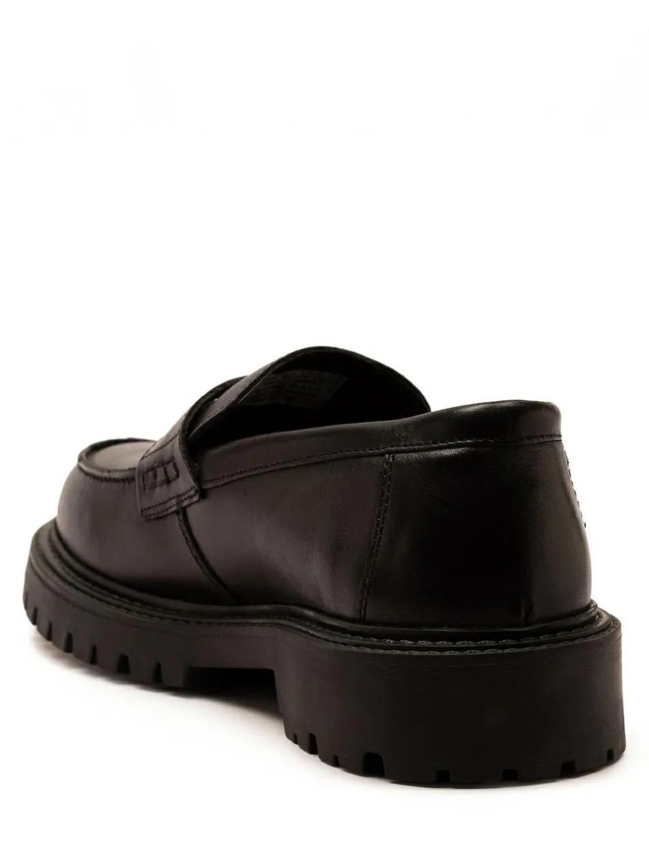 Off The Hook Black Bowie Leather Elevated Loafers Sale