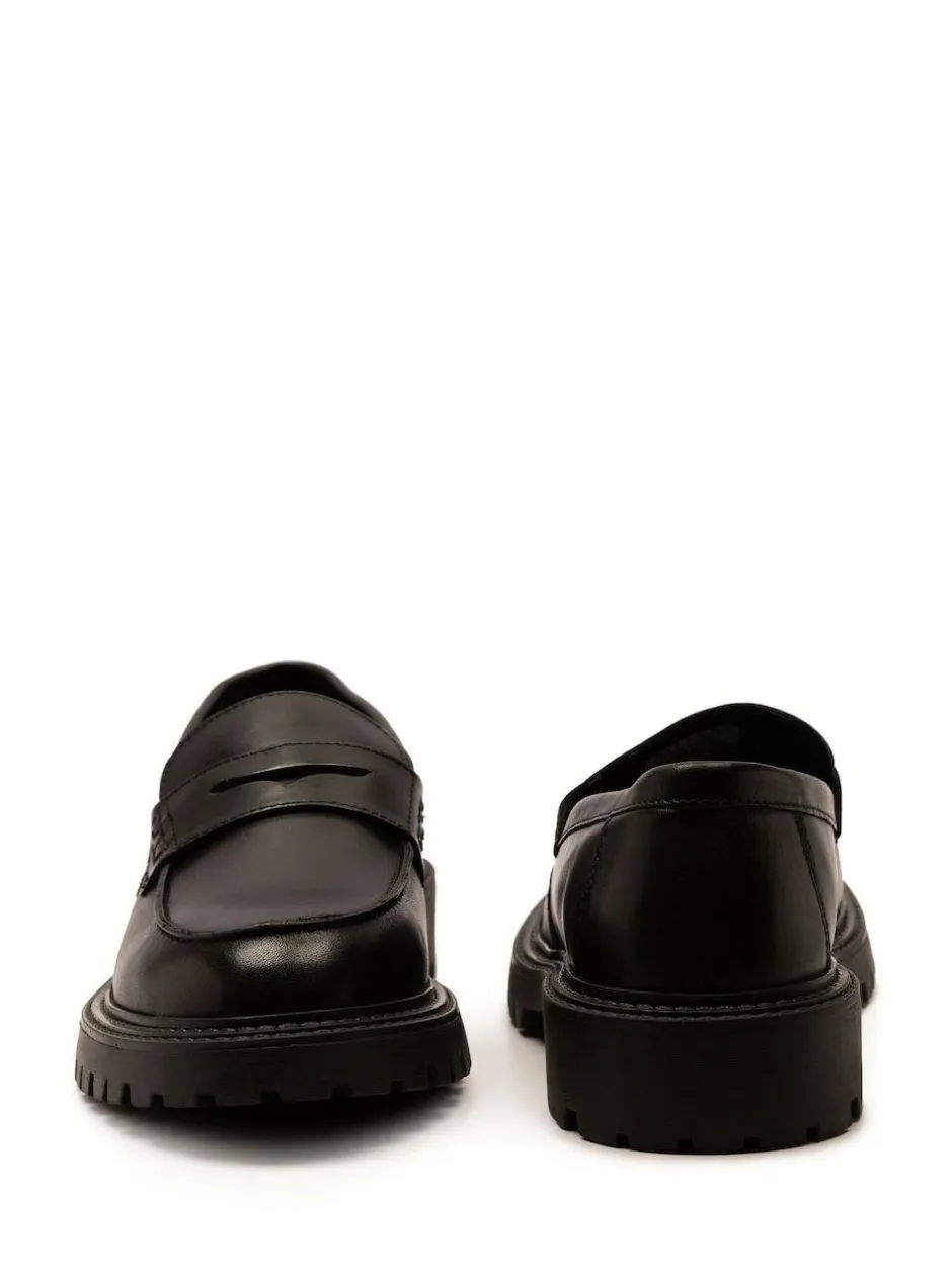 Off The Hook Black Bowie Leather Elevated Loafers Sale