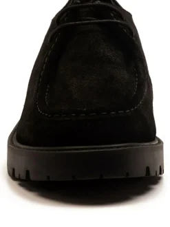 Off The Hook Jovi Casual Lace-Up Suede Leather Boat Shoes Black Clearance
