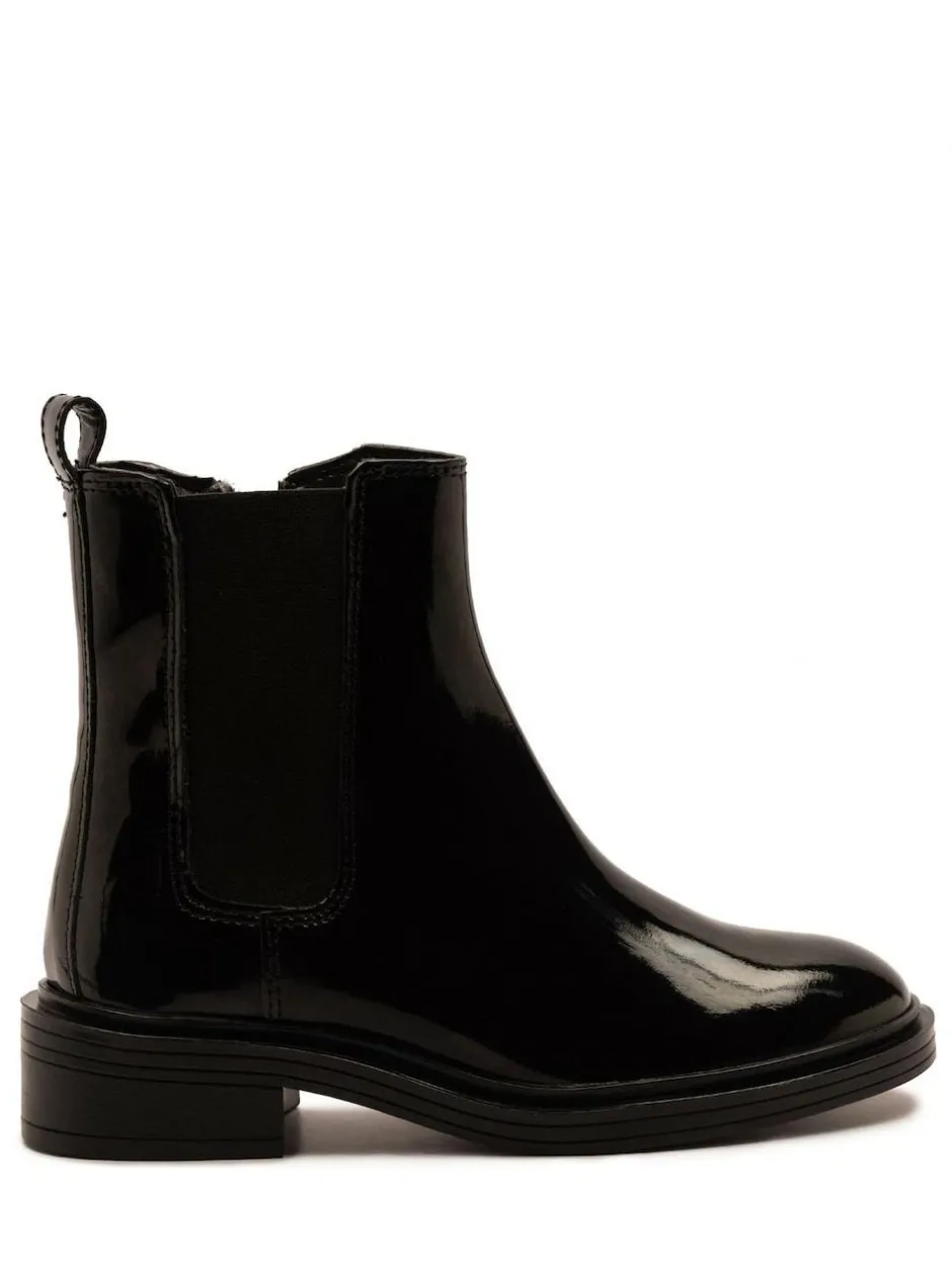 Off The Hook Kiki Patent Leather Ankle Chelsea Boots Black Hot
