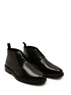 Off The Hook Black Loki Black Leather Lace-Up Boots Sale