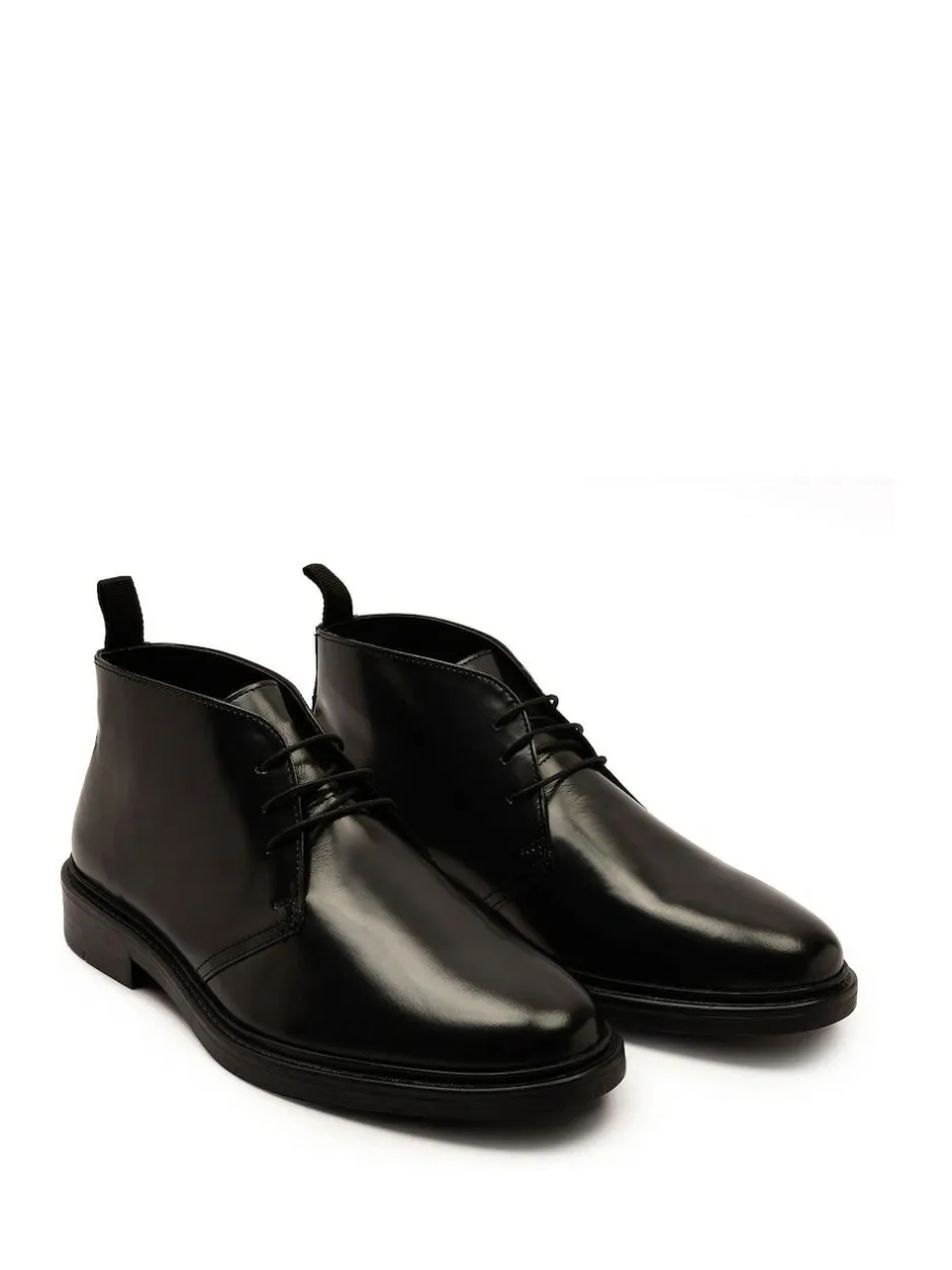 Off The Hook Black Loki Black Leather Lace-Up Boots Sale