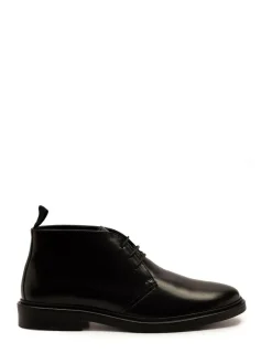 Off The Hook Black Loki Black Leather Lace-Up Boots Sale
