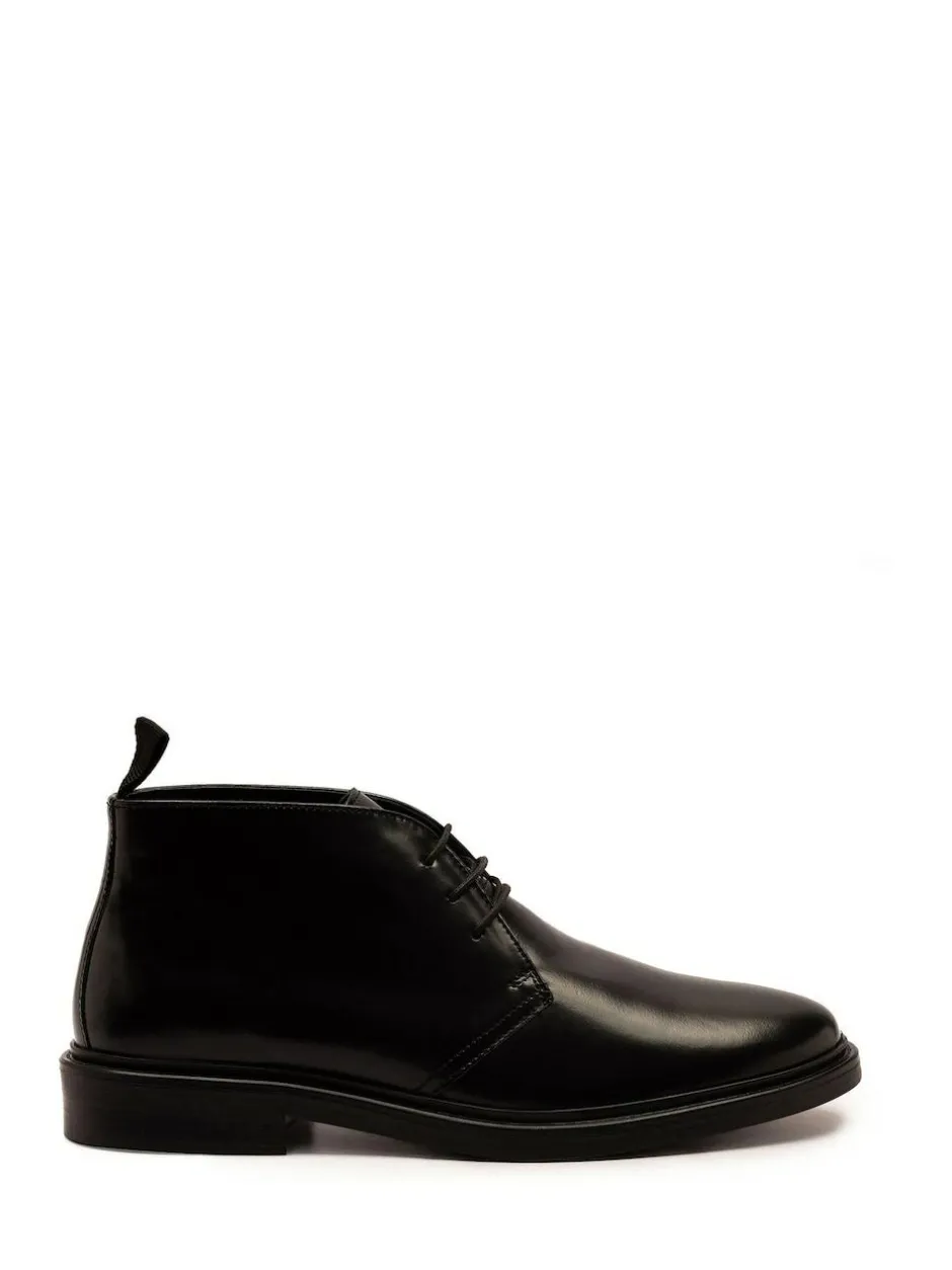 Off The Hook Black Loki Black Leather Lace-Up Boots Sale