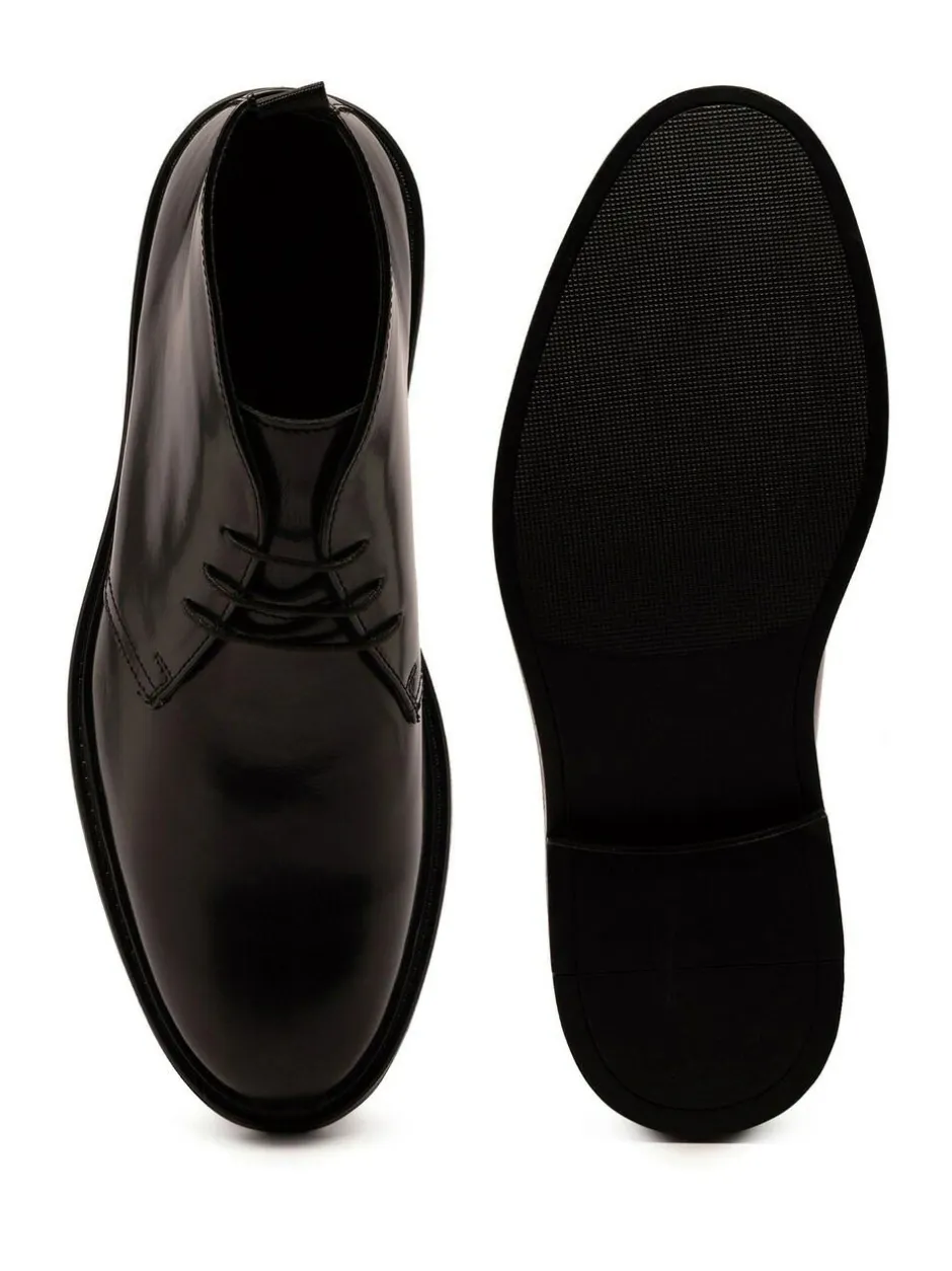 Off The Hook Black Loki Black Leather Lace-Up Boots Sale
