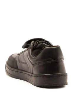 Off The Hook Black Marty Round Toe Single Strap With Lace-Up Leather School Shoes New