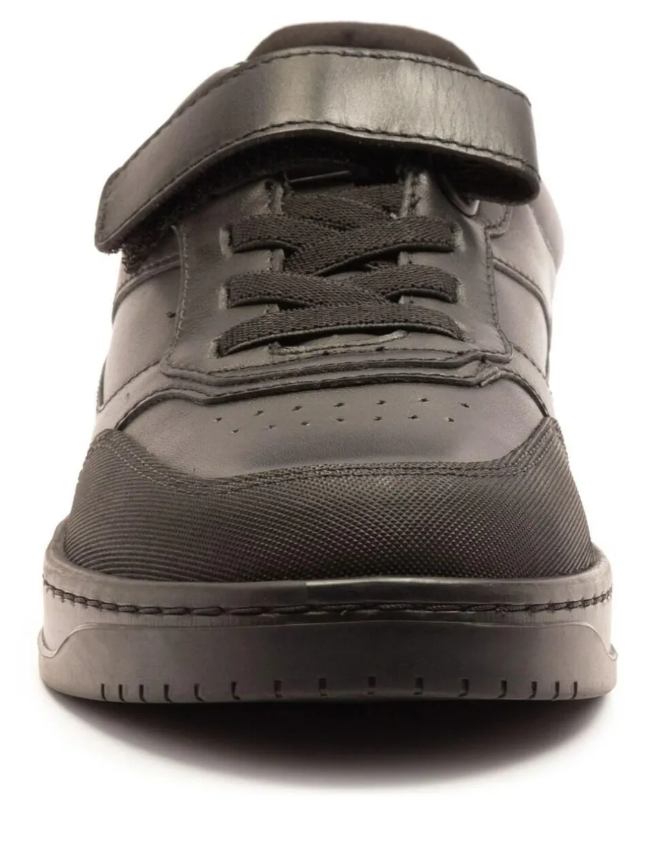 Off The Hook Black Marty Round Toe Single Strap With Lace-Up Leather School Shoes New