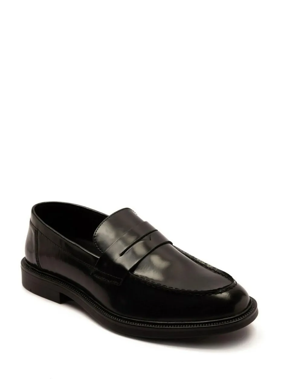 Off The Hook Black Perry Loafer Smooth Leather Shoes Hot