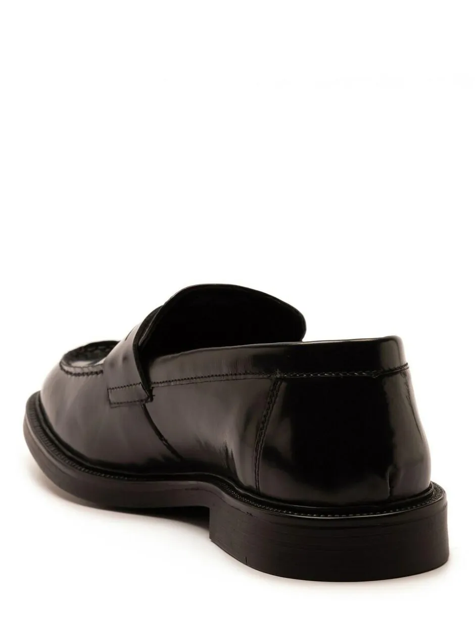 Off The Hook Black Perry Loafer Smooth Leather Shoes Hot