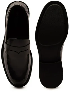 Off The Hook Black Perry Loafer Smooth Leather Shoes Hot