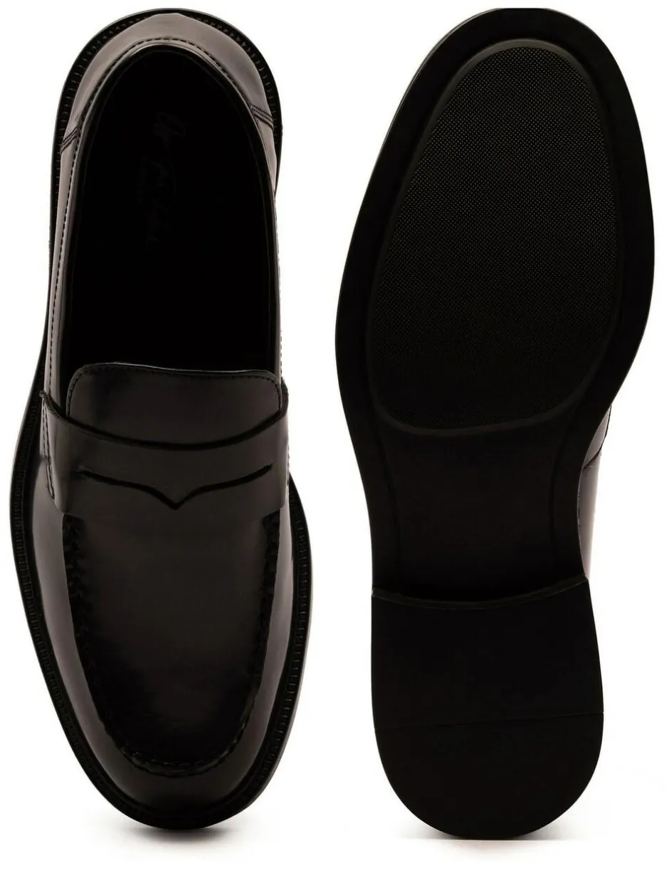 Off The Hook Black Perry Loafer Smooth Leather Shoes Hot