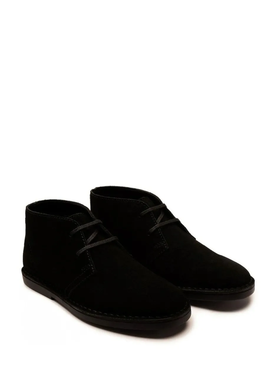 Off The Hook Sahara Suede Leather Desert Lace-Up Chukka Boots Black New