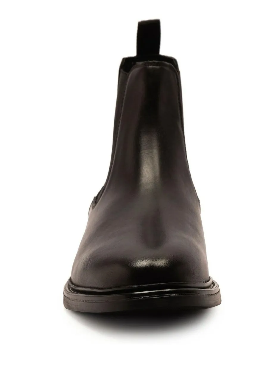 Off The Hook Black Torrance Leather Slip-On Chelsea Boots Sale