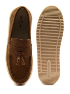 Off The Hook Brown Lomas Suede Leather Tassel Loafer Shoes New